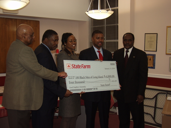 100 BLACK MEN OF LONG ISLAND TO RECEIVE $4,000 CHECK FROM STATE FARM INSURANCE FOR ITS HISTORY BOWL