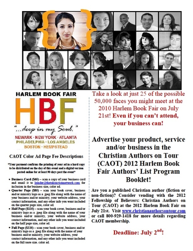 Join Christian Authors on Tour (CAOT) at the 2012 Harlem Book Fair!