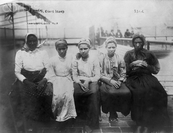 Five black immigrant women at Ellis Island
