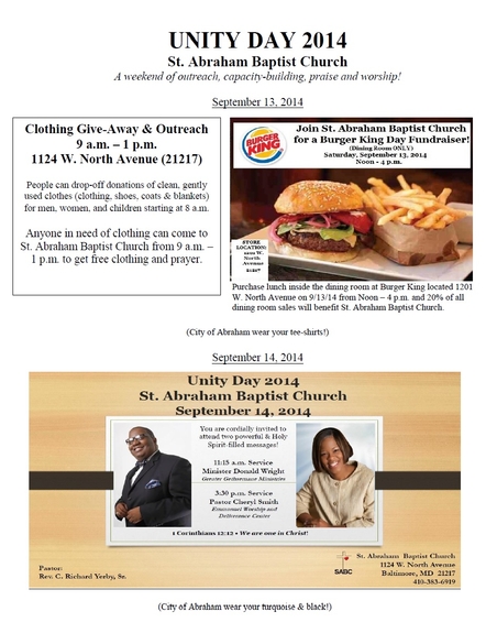 Unity Day 2014 - St. Abraham Baptist Church