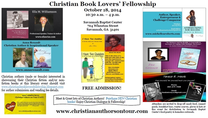 Christian Book Lovers' Fellowship set for October 18th in Savannah, GA