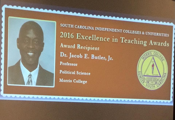 Dr. Jacob E. Butler, Jr. South Carolina Excellence in Teaching Award 2016