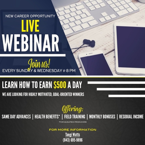 Career Openings Now! We Have More Clients Than Agents-Opening Now In Your Area! Live Webinar!