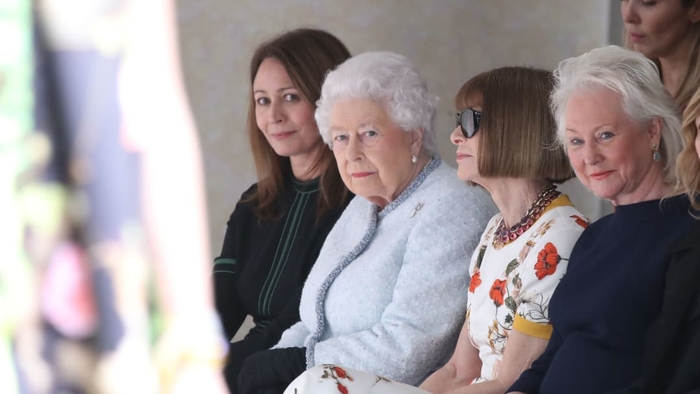 Queen Elizabeth joins Anna Wintour on front row of London Fashion Week