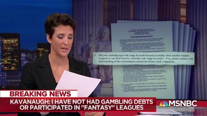 Kavanaugh answers questions about gambling in written response